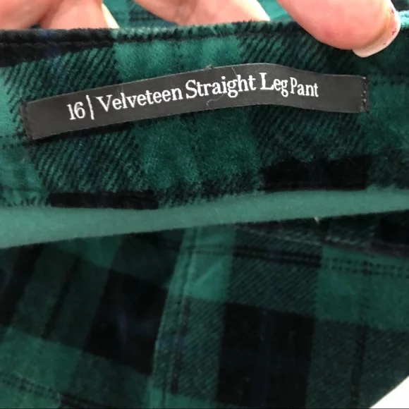 TALBOTS VELVETEEN BLACK-GREEN PLAID ANKLE PANTS.SIZE 16 - Picture 10 of 10